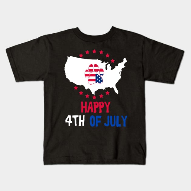 American navy, anchor, wings, map and Flag, paw, 4th of July, happy independence day God Bless America Kids T-Shirt by SweetMay